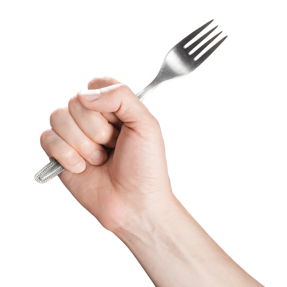vork in de hand als strijdsymbool dood aan de dieetcultuur