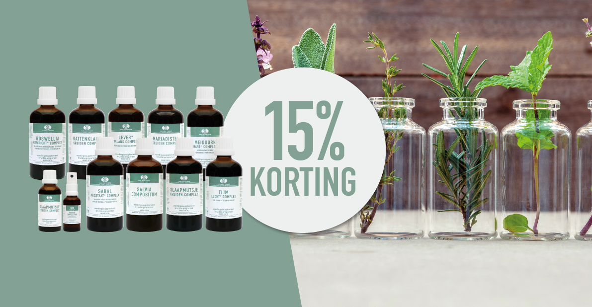 promotie afbeelding complex kruidentincturen met 15% korting