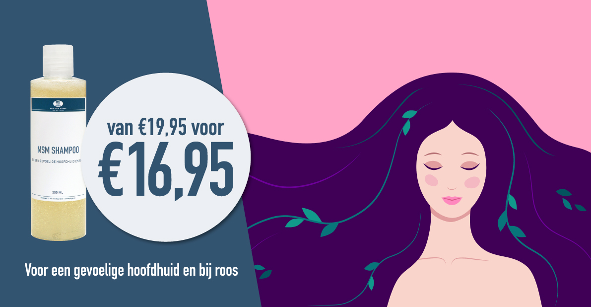posteraanbieding MSM shampoo met illustratie vrouw